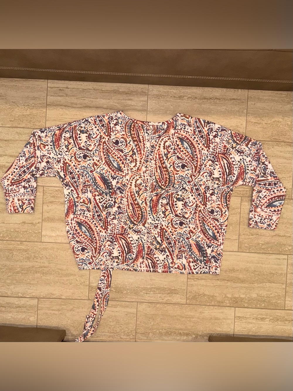 NWOT WESTBOUND Women’s Paisley Tie-Front Top in Pink ,Peach and Navy Size 1X - Picture 2 of 12